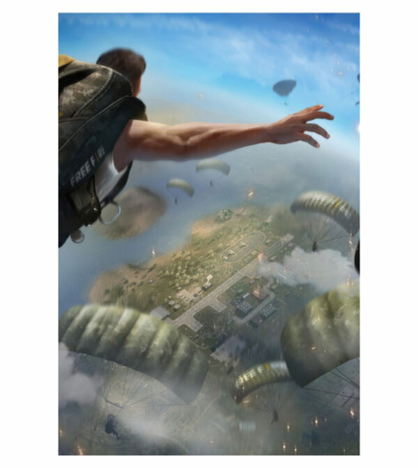 Painel de Festa Retangular 3D Free Fire Casadinho 1,50m x 2,20