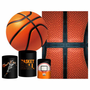 Kit Casado Basquete Painel Redondo Trio Capas Cilindro Retangular Vertical Em Tecido