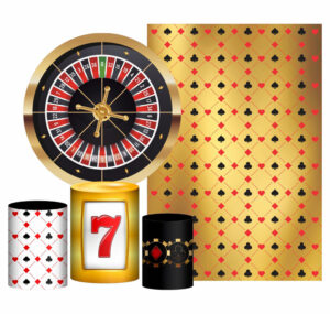 Kit Casado Cassino Painel Redondo Trio Capas Cilindro Retangular Vertical Em Tecido