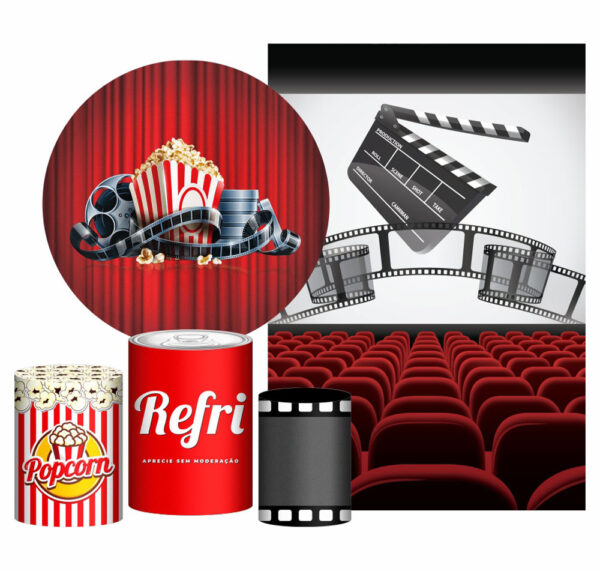 Kit Casado Cinema Painel Redondo Trio Capas Cilindro Retangular Vertical Em Tecido