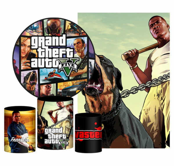 Kit Casado GTA Painel Redondo Trio Capas Cilindro Retangular Vertical Em Tecido