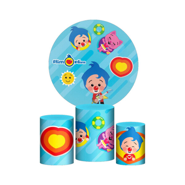 Trio Capa Cilindro + Painel Redondo 3D Palhaço Plim Plim 1,50m Veste Fácil