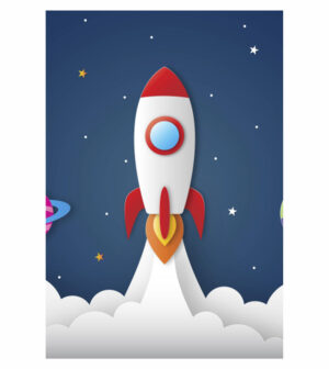 Painel de Festa Retangular 3D Astronauta Casadinho 1,50m x 2,20