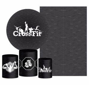 Kit Casado Crossfit Painel Redondo Trio Capas Cilindro Retangular Vertical Em Tecido
