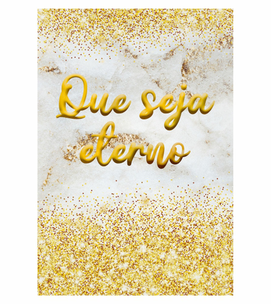 Painel de Festa Retangular 3D Bodas de Ouro Casadinho 1,50m x 2,20