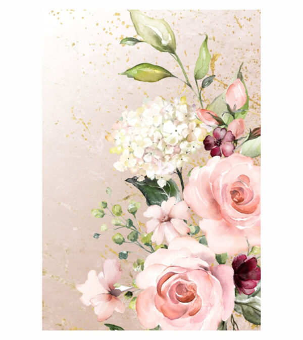Painel de Festa Retangular 3D Floral Marmore Casadinho 1,50m x 2,20