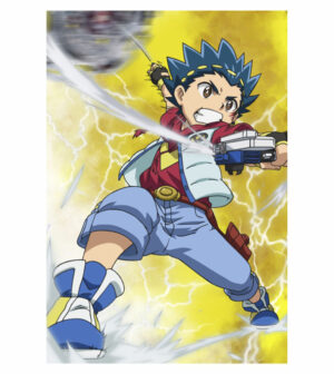 Painel de Festa Retangular 3D Beyblade Casadinho 1,50m x 2,20