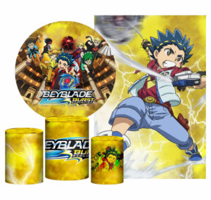 Kit Casado Beyblade Painel Redondo Trio Capas Cilindro Retangular Vertical Em Tecido
