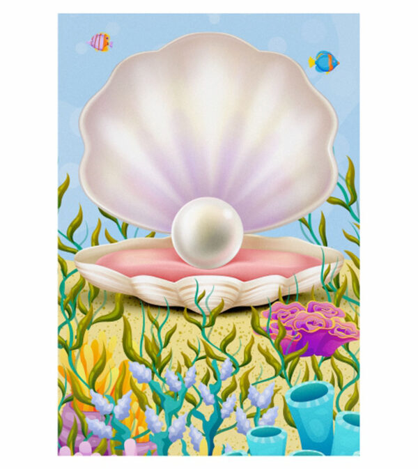 Painel de Festa Retangular 3D Sereia Cute Casadinho 1,50m x 2,20