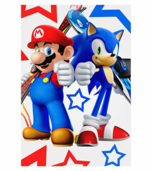 Painel de Festa Retangular 3D Sonic VS Mario Casadinho 1,50m x 2,20
