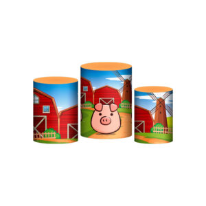 Trio Capa Cilindro Três Porquinhos 3D Em Tecido Com Elástico
