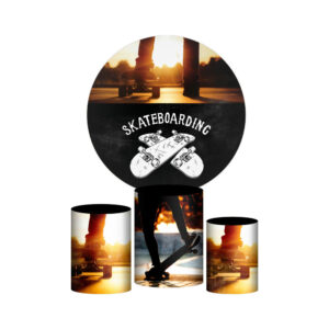 Trio Capa Cilindro + Painel Redondo 3D Skate 1,50m Veste Fácil