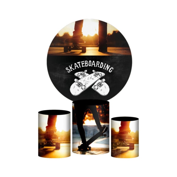 Trio Capa Cilindro + Painel Redondo 3D Skate 1,50m Veste Fácil