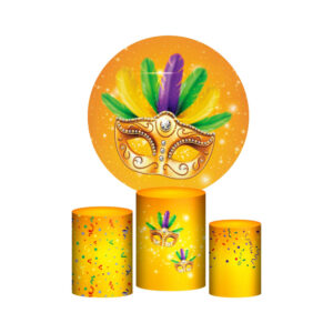 Trio Capa Cilindro + Painel Redondo 3D Carnaval 1,50m Veste Fácil