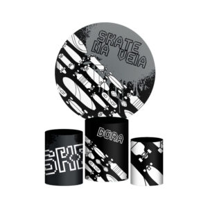 Trio Capa Cilindro + Painel Redondo 3D Skate 1,50m Veste Fácil