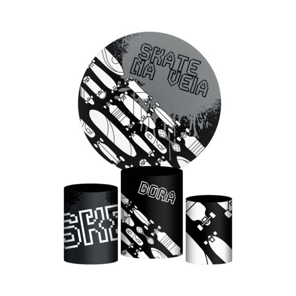 Trio Capa Cilindro + Painel Redondo 3D Skate 1,50m Veste Fácil