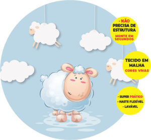 Painel Redondo 3D Ovelhinha Abre Fácil Tecido