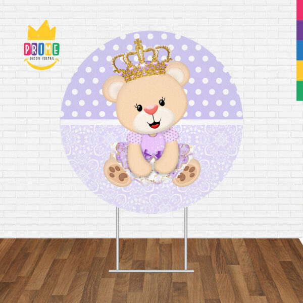 Painel Redondo 3D Princesa Ursinha Tecido Sublimado - Image 2