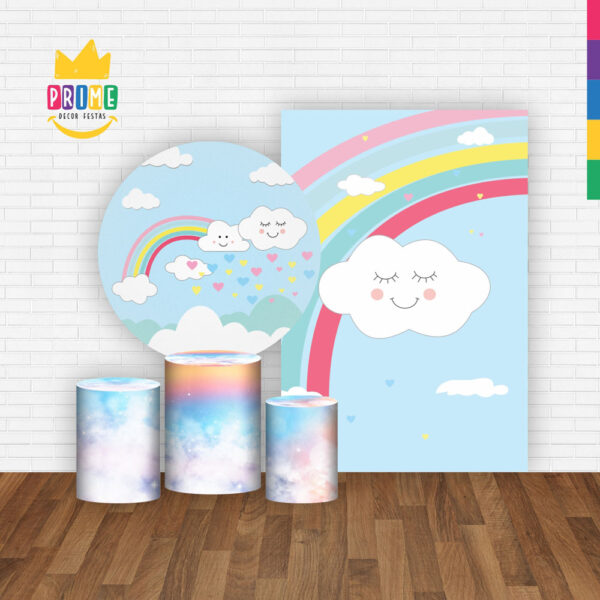 Kit Casado Chuva de Amor Painel Redondo Trio Capas Cilindro Retangular Vertical Em Tecido - Image 2