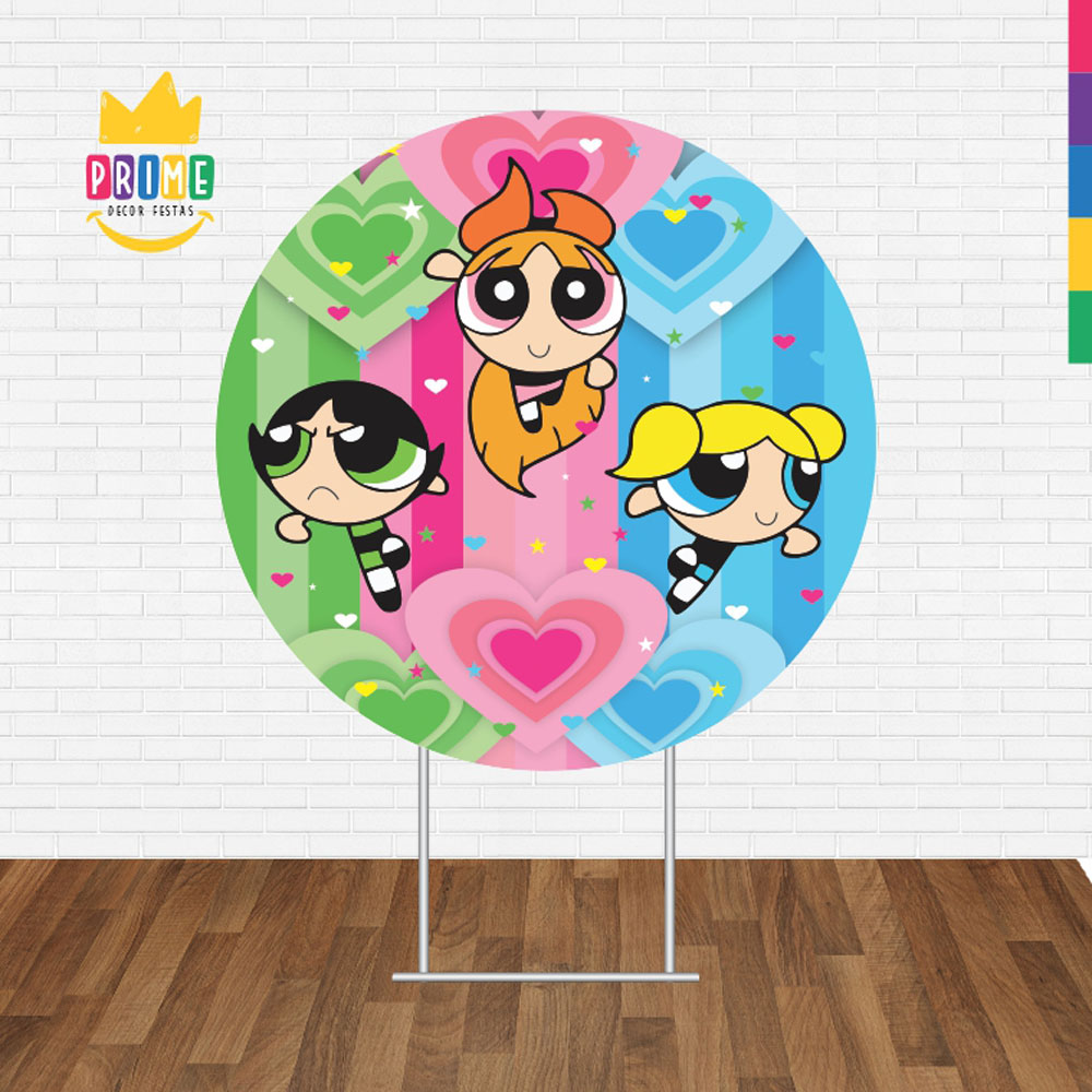 Painel Redondo 3D Meninas Super Poderosas Tecido Sublimado - Imagem 2