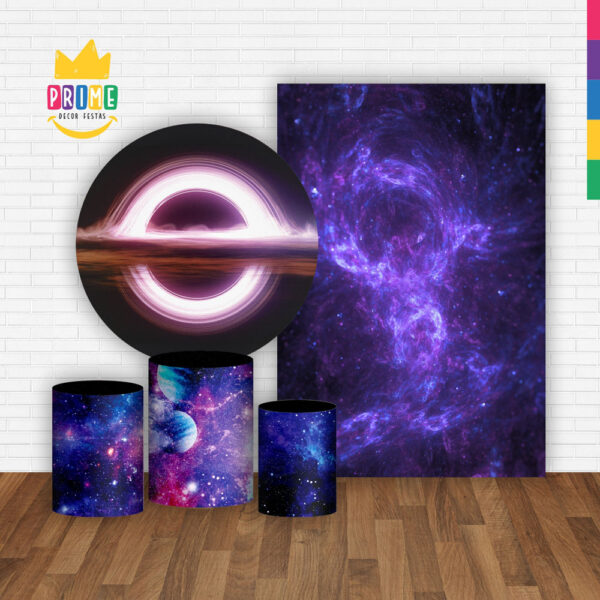 Kit Casado Galaxia Painel Redondo Trio Capas Cilindro Retangular Vertical Em Tecido - Image 2