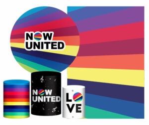 Kit Casado Now United  Painel Redondo Trio Capas Cilindro Retangular Vertical Em Tecido