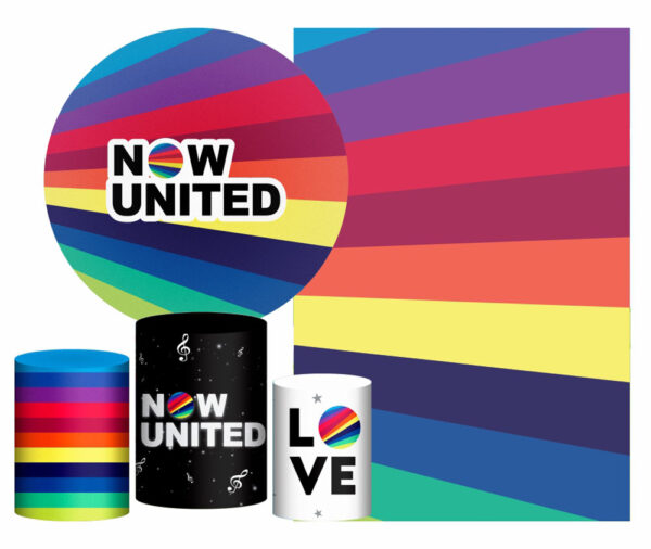 Kit Casado Now United  Painel Redondo Trio Capas Cilindro Retangular Vertical Em Tecido