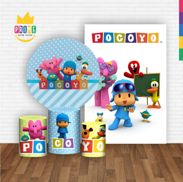Kit Casado Pocoyo Painel Redondo Trio Capas Cilindro Retangular Vertical Em Tecido - Image 2