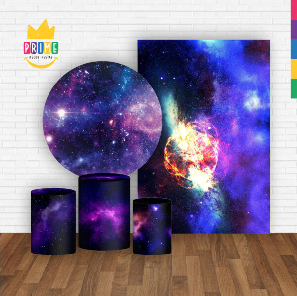 Kit Casado Galaxia Painel Redondo Trio Capas Cilindro Retangular Vertical Em Tecido - Image 2