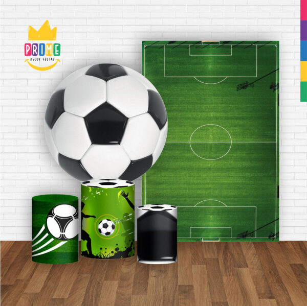 Kit Casado Futebol Painel Redondo Trio Capas Cilindro Retangular Vertical Em Tecido - Image 2