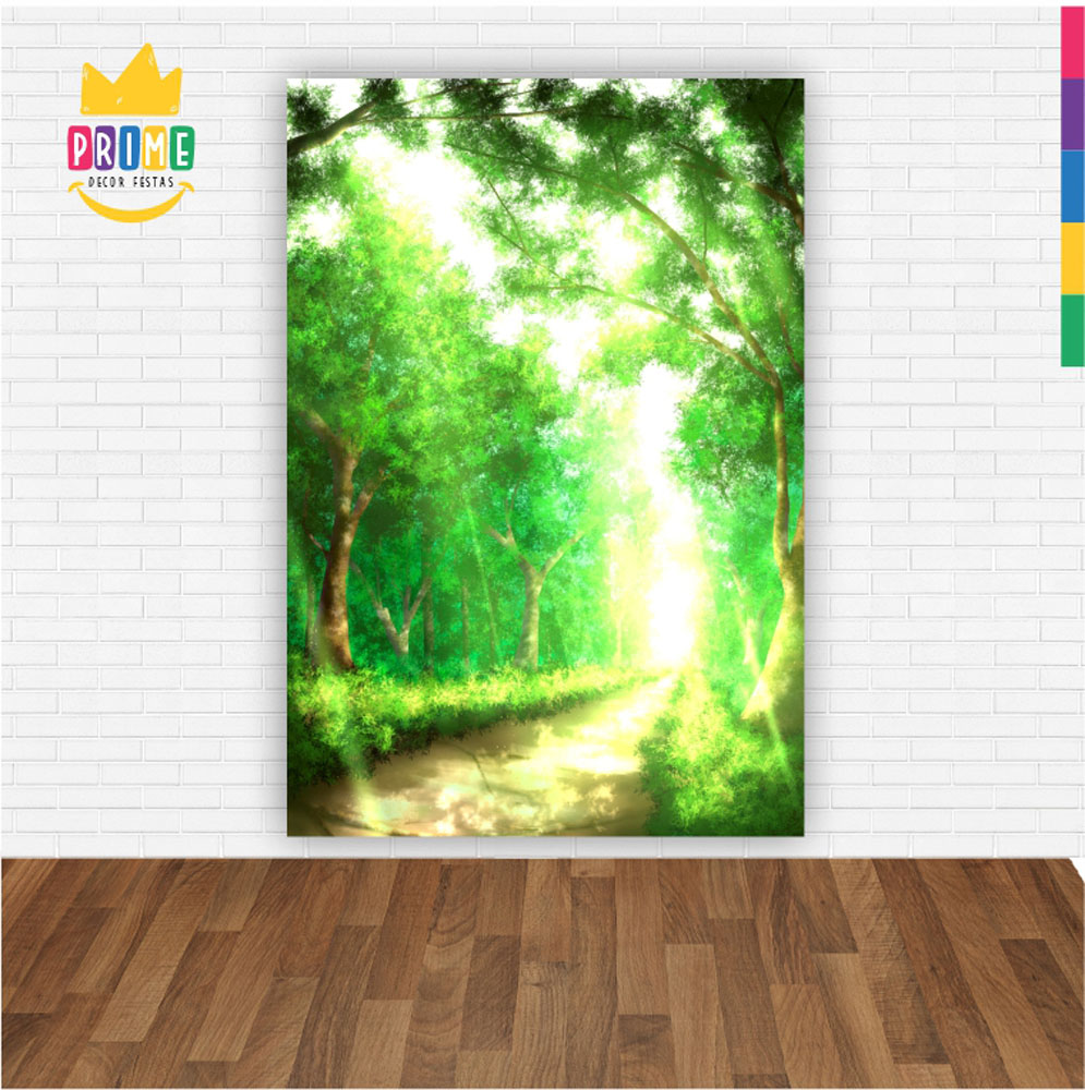 Painel de Festa Retangular 3D Bosque Casadinho 1,50m x 2,20 - Imagem 2