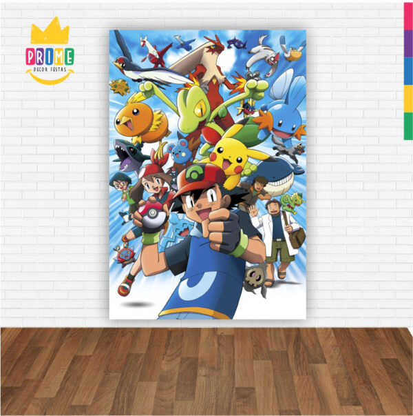 Painel de Festa Retangular 3D  Pokemon Casadinho 1,50m x 2,20 - Image 2
