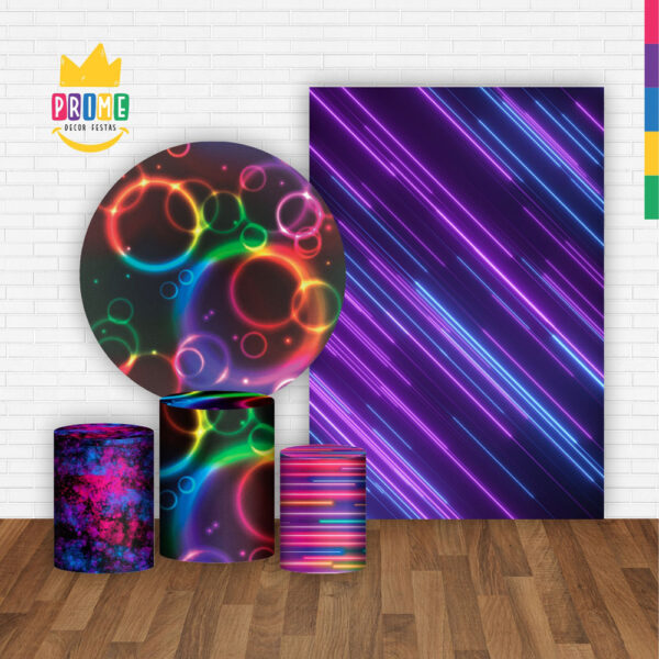 Kit Casado Neon Painel Redondo Trio Capas Cilindro Retangular Vertical Em Tecido - Image 2