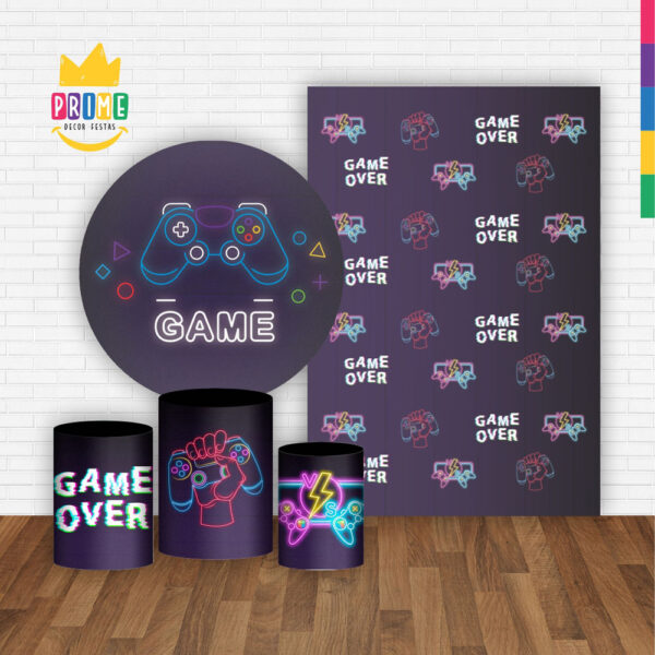 Kit Casado Game Painel Redondo Trio Capas Cilindro Retangular Vertical Em Tecido - Image 2