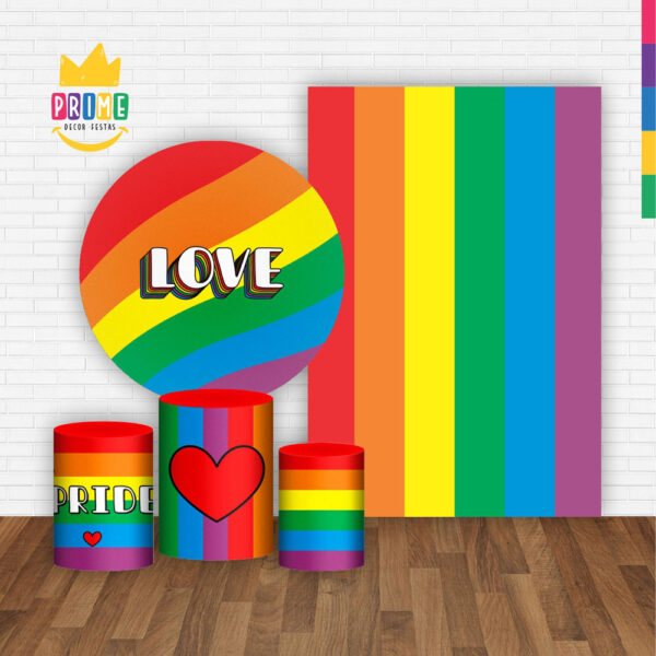 Kit Casado Lgbt Painel Redondo Trio Capas Cilindro Retangular Vertical Em Tecido - Image 2