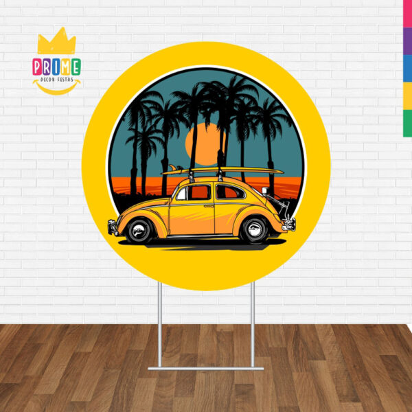 Painel Redondo 3D Fusca Retro Tecido Sublimado - Image 2