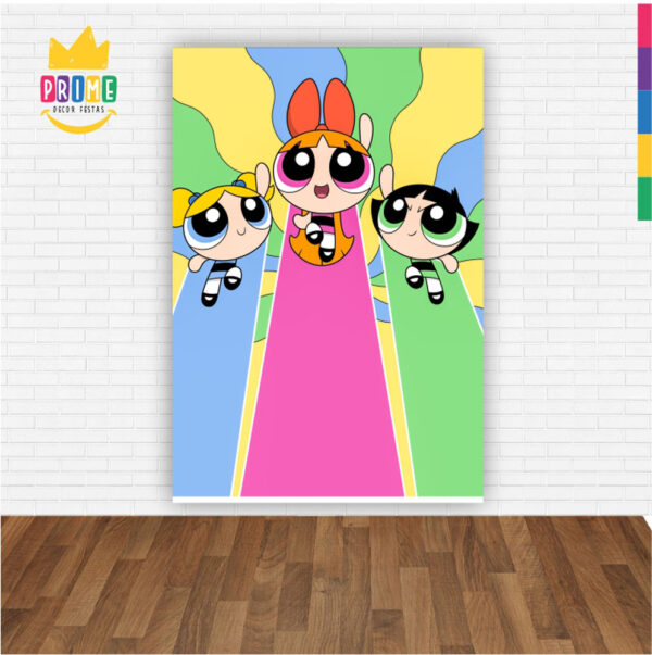 Painel de Festa Retangular 3D Meninas Super Poderosas Casadinho 1,50m x 2,20 - Image 2