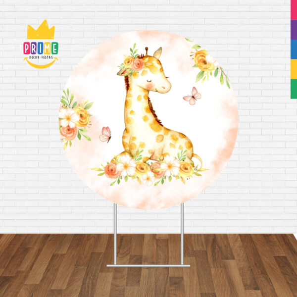 Painel Redondo 3D Girafa Cute Tecido Sublimado - Image 2