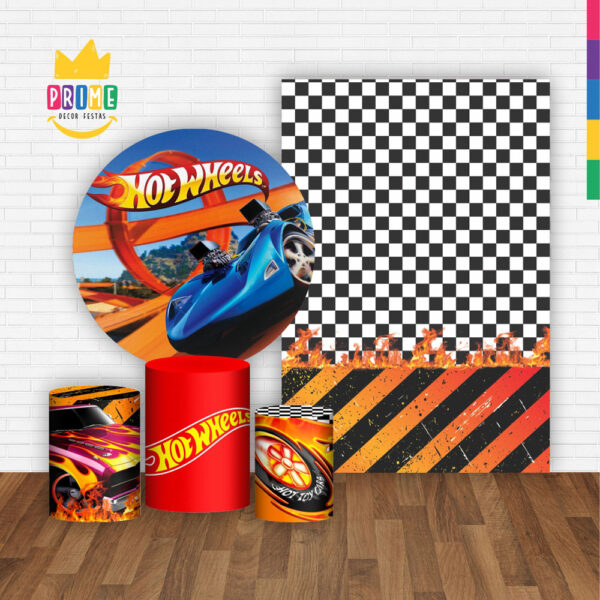 Kit Casado Hotwheels Painel Redondo Trio Capas Cilindro Retangular Vertical Em Tecido - Image 2