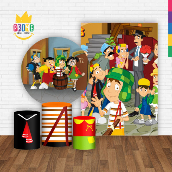 Kit Casado Chaves  Painel Redondo Trio Capas Cilindro Retangular Vertical Em Tecido - Image 2