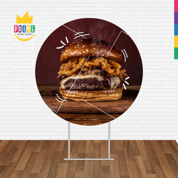 Painel Redondo 3D Hamburguer Tecido Sublimado - Image 2