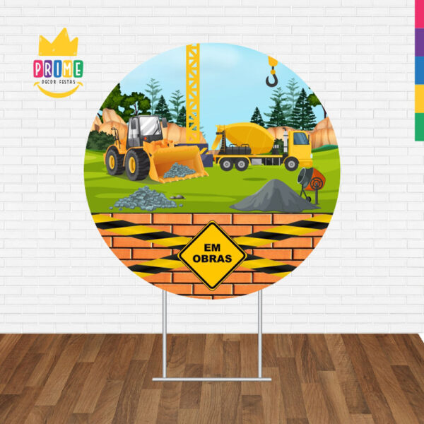 Painel Redondo 3D Construção Tecido Sublimado - Image 2