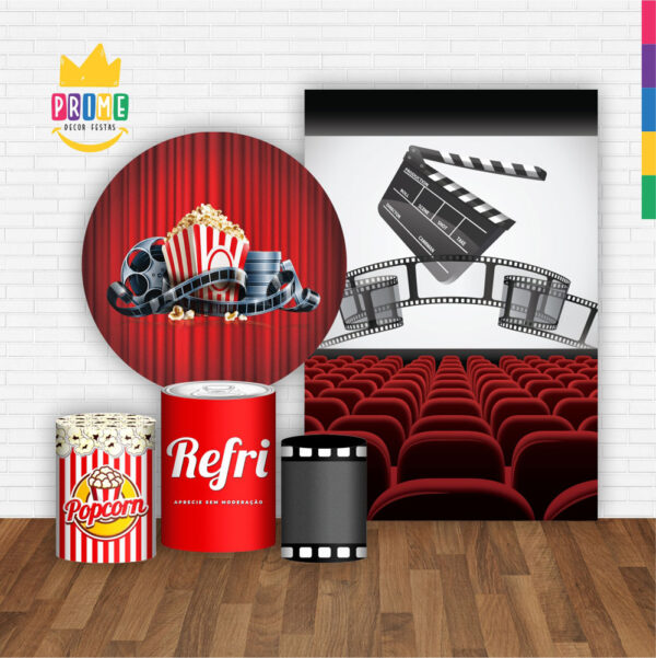 Kit Casado Cinema Painel Redondo Trio Capas Cilindro Retangular Vertical Em Tecido - Image 2
