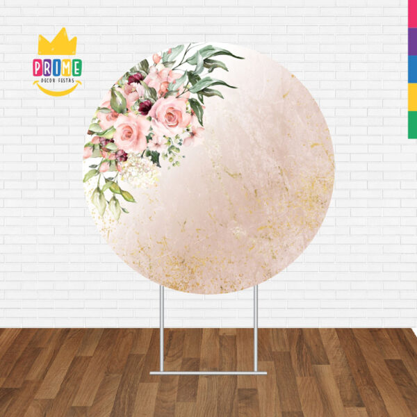Painel Redondo 3D Floral Marmore Tecido Sublimado - Image 2