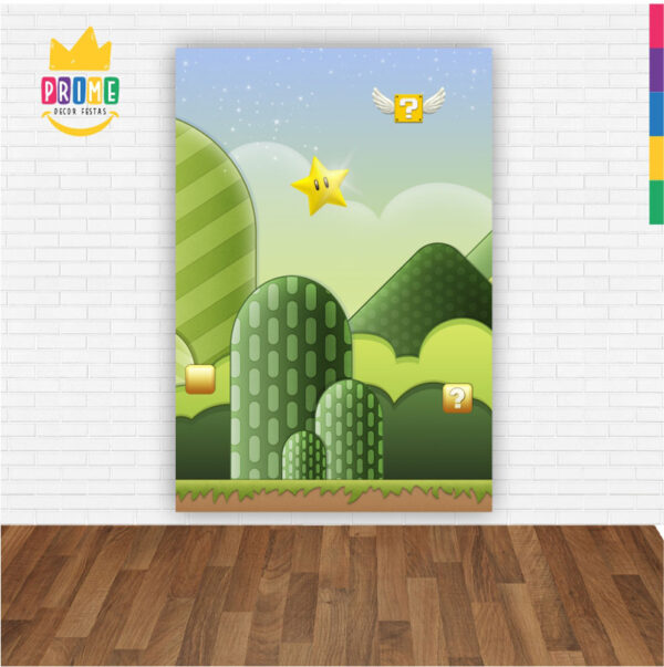 Painel de Festa Retangular 3D Super Mario Casadinho 1,50m x 2,20 - Image 2