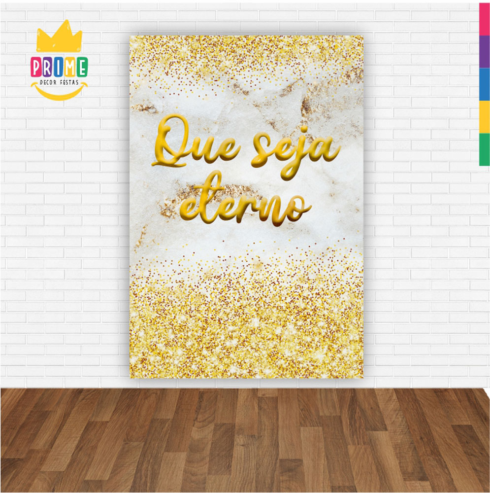 Painel de Festa Retangular 3D Bodas de Ouro Casadinho 1,50m x 2,20 - Imagem 2