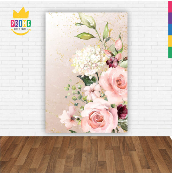 Painel de Festa Retangular 3D Floral Marmore Casadinho 1,50m x 2,20 - Image 2