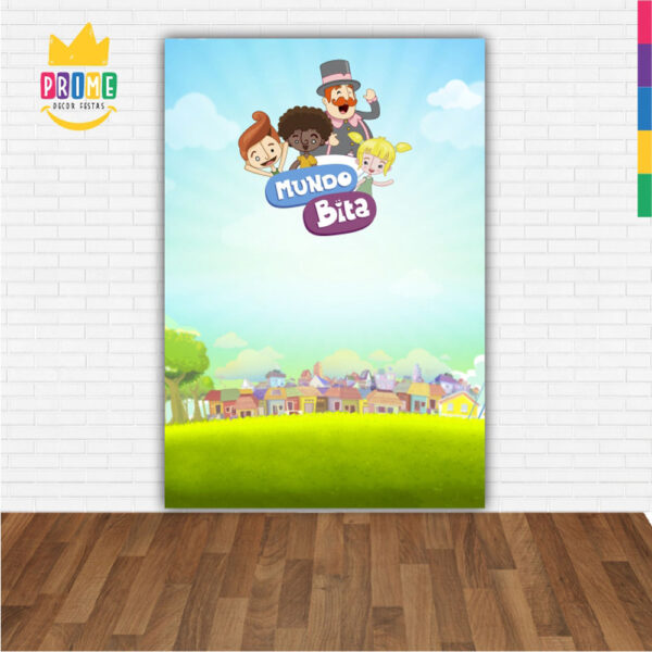 Painel de Festa Retangular 3D Mundo Bita Casadinho 1,50m x 2,20 - Image 2