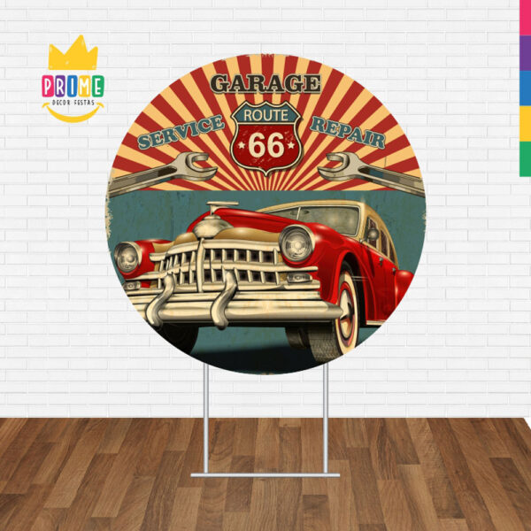 Painel Redondo 3D Carros Vintage Retro Tecido Sublimado - Image 2
