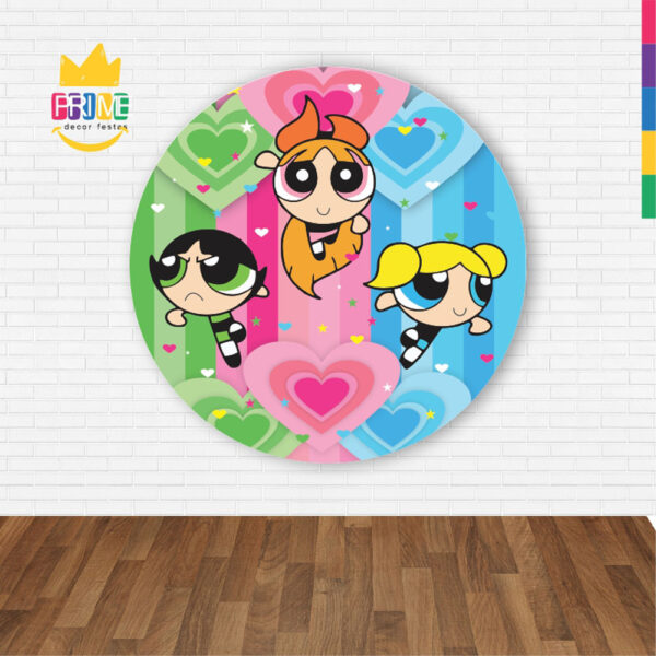Painel Redondo 3D Meninas Super Poderosas Abre Fácil Tecido - Image 2